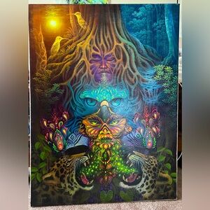 Vibrant Jungle ORIGINAL ayahuasca shaman visionary Art Print